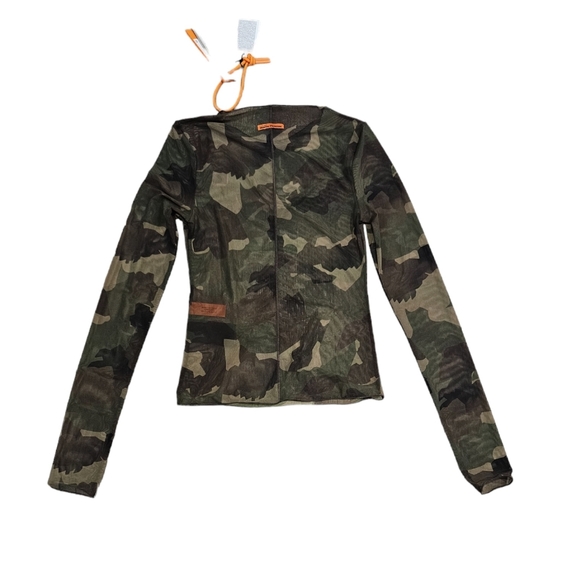 HERON PRESTONGreen Camo Long Sleeve Mesh  Top XS NWT - Picture 10 of 14